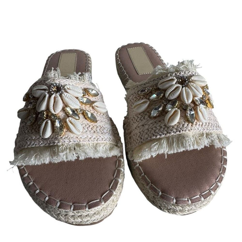 Shell And Jeweled BOHO espadrille Sandals Size 42 - Picture 4 of 10